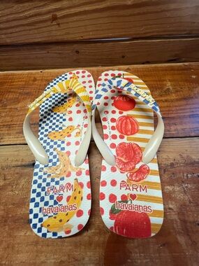 Havaianas Farm Rio Print Flip Flops in Cream, Red, Yellow & Blue